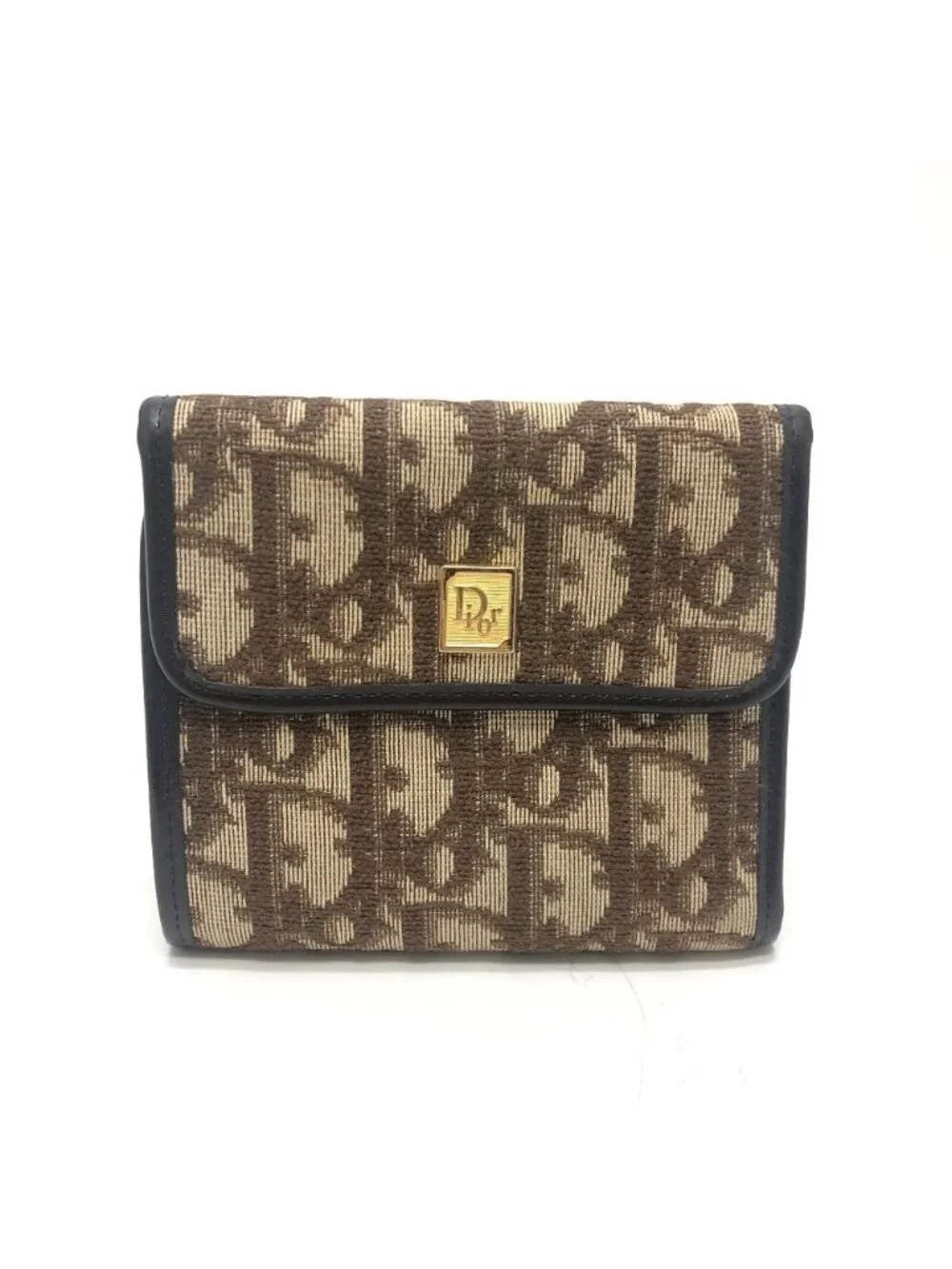 Dior Trifold Wallet Trotter Pattern Canvas Brown